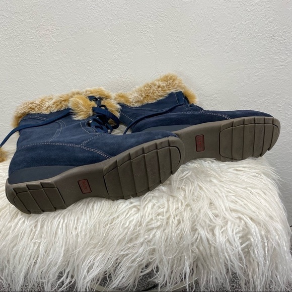 SPORTO - RICH BLUE SUEDE LACE UP FUR TOPPED  STURDY PLAYFUL BOOTS - S8 - Picture 5 of 12